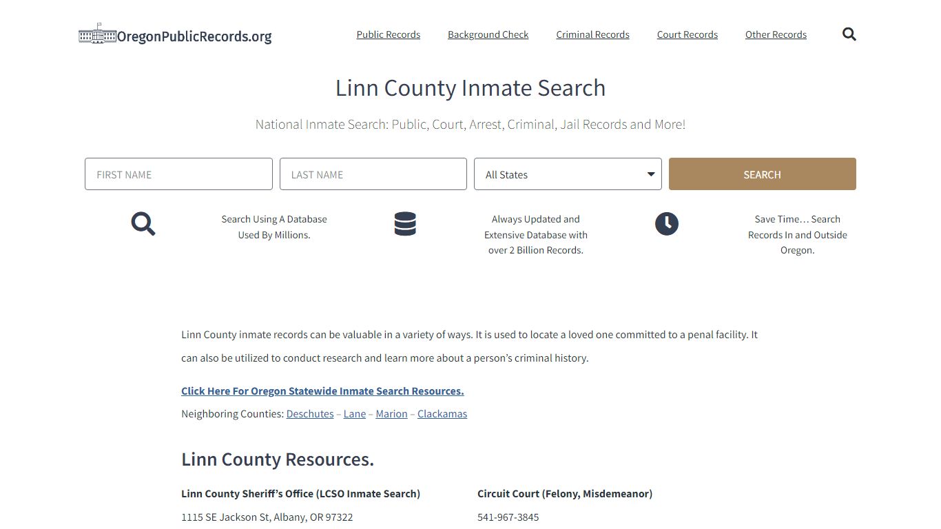 Linn County Inmate Search - LCSO Current & Past Jail Records