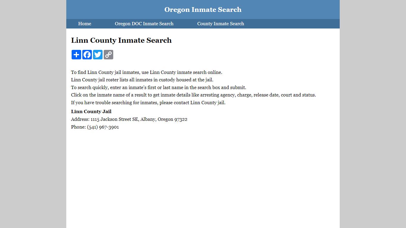 Linn County Inmate Search