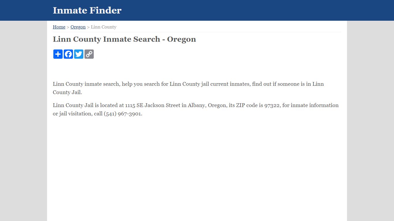 Linn County Inmate Search - Oregon