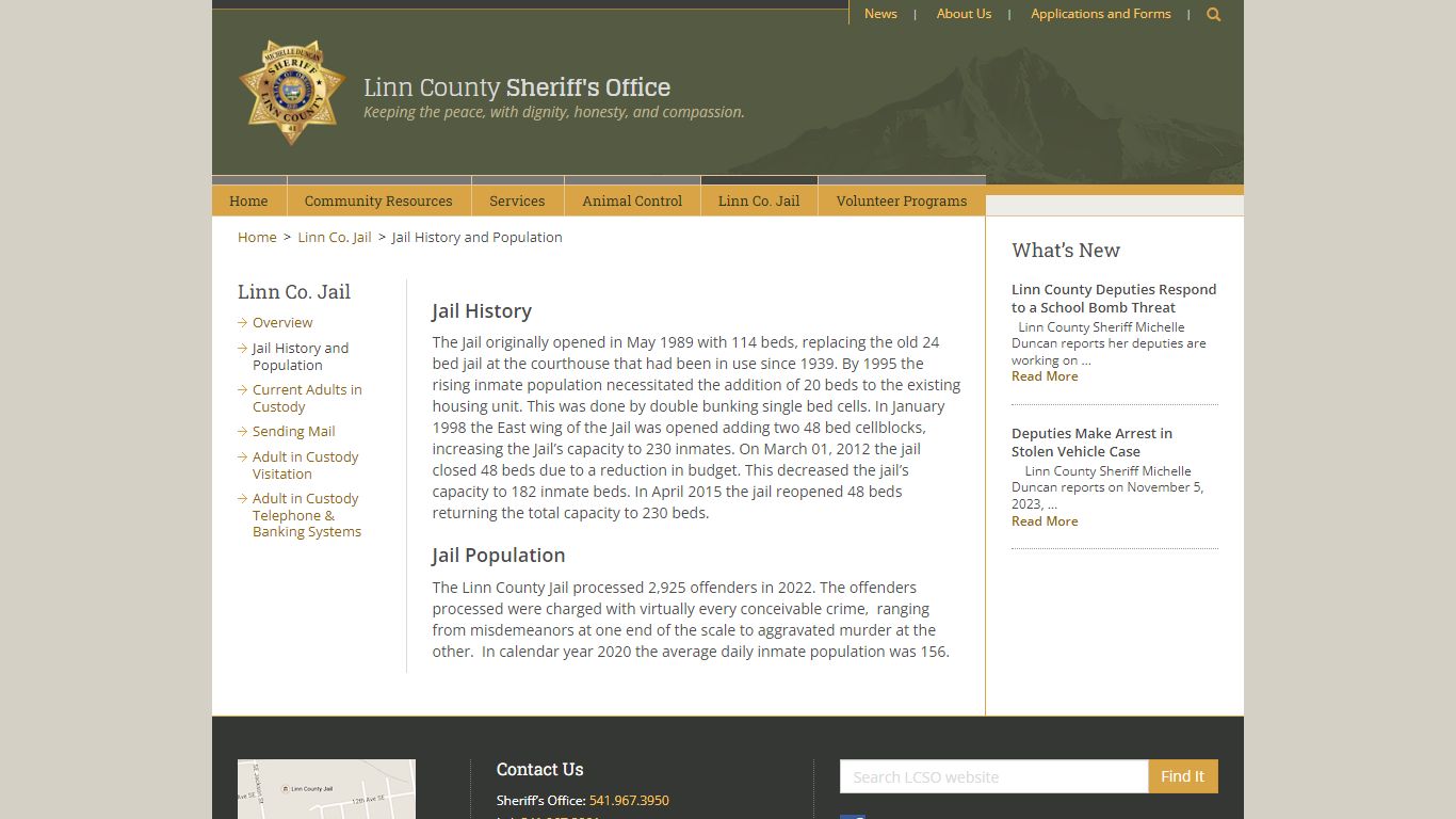 Jail History and Population - Linn County Sheriff's Office
